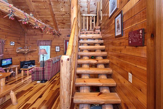 Custom-built, full-log stairs