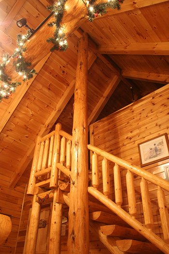 Custom-built, full-log stairs