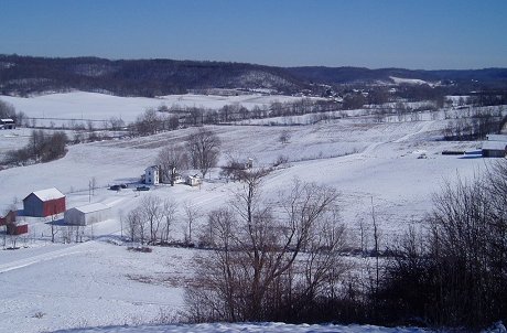 Winter view from Sweetheart Log Cabin